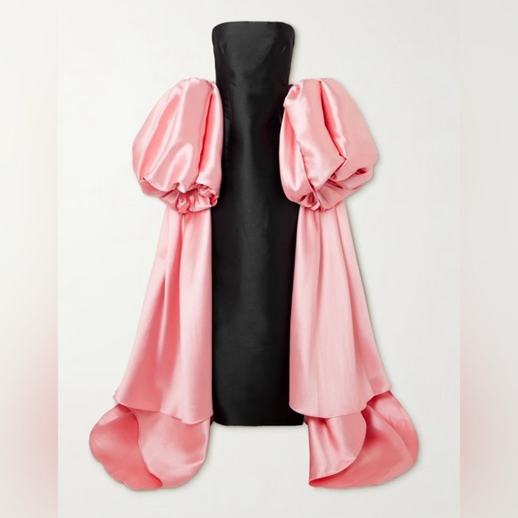 Solace London Elegant Black and Pink Strapless Gown - Picture 4 of 9